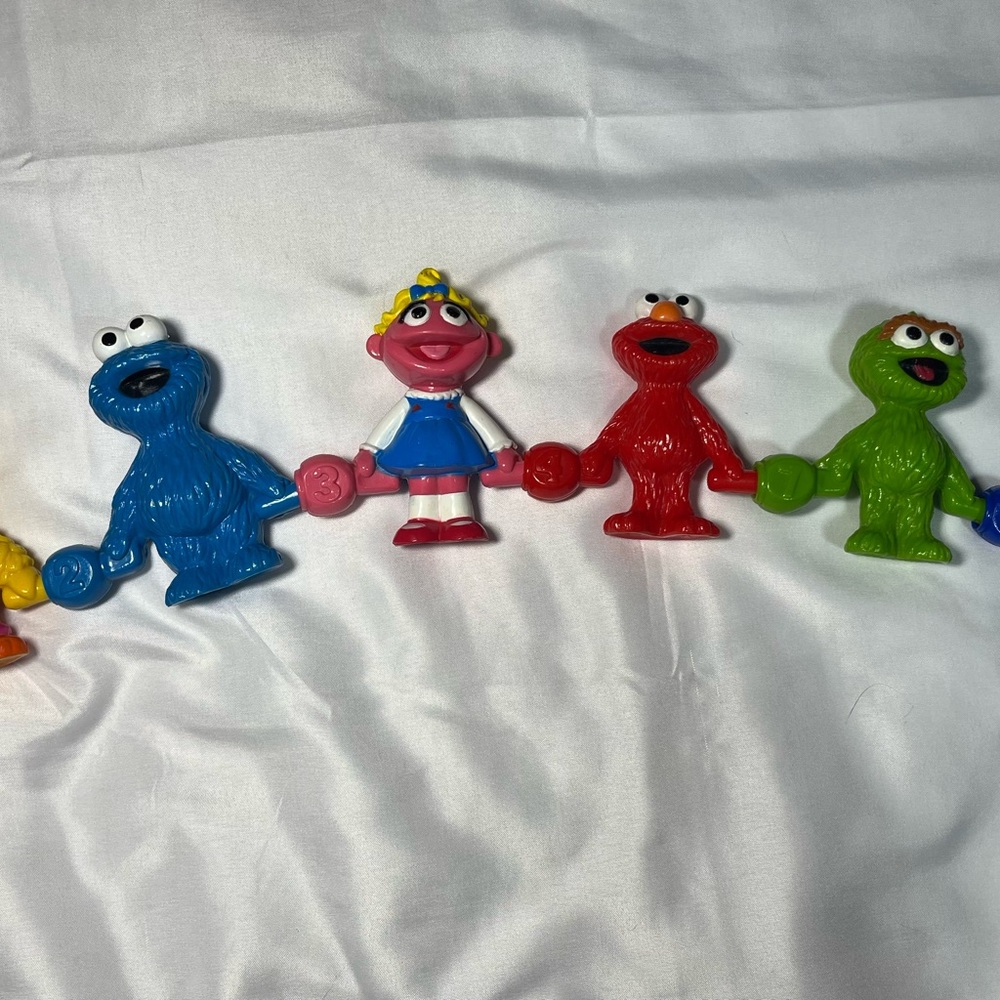 Vintage 1994 Sesame Street Connect & Count Tyco‎ Figures Set 6 Jim Henson